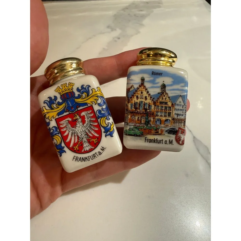 Vintage Brach Bavaria Frankfurt Germany Miniature Salt Pepper Shakers Porcelain